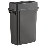 Lavex 16 Gallon Black Slim Rectangular Trash Can with Drop Shot Lid Lavex 16 Gallon Black Slim Rectangular Trash Can with Drop Shot Lid