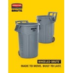Rubbermaid® BRUTE 2179403 32 Gallon Wheeled Round Gray Trash Can
