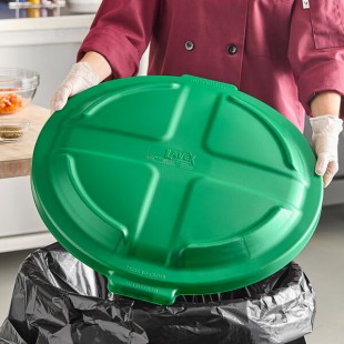 Lavex 32 Gallon Green Round Dome Trash Can Lid