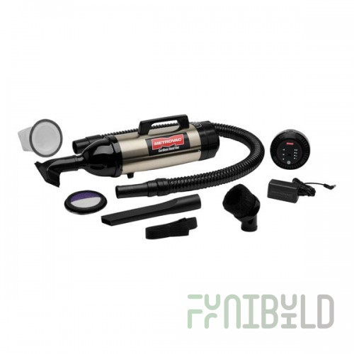 MetroVac CHV-S6 Stainless Steel 3-Speed Cordless Handheld Canister Vacuum Cleaner with 2 Batteries, Charger, and Deluxe Tool Kit - 250W