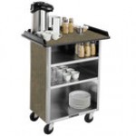 Lakeside 681B Stainless Steel Beverage Service Cart with 3 Shelves and Black Vinyl Finish - 58 3/8