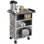 Lakeside 681B Stainless Steel Beverage Service Cart with 3 Shelves and Black Vinyl Finish - 58 3/8