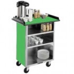 Lakeside 681B Stainless Steel Beverage Service Cart with 3 Shelves and Black Vinyl Finish - 58 3/8