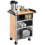 Lakeside 681B Stainless Steel Beverage Service Cart with 3 Shelves and Black Vinyl Finish - 58 3/8