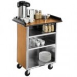 Lakeside 681B Stainless Steel Beverage Service Cart with 3 Shelves and Black Vinyl Finish - 58 3/8
