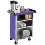 Lakeside 681B Stainless Steel Beverage Service Cart with 3 Shelves and Black Vinyl Finish - 58 3/8