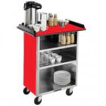 Lakeside 681B Stainless Steel Beverage Service Cart with 3 Shelves and Black Vinyl Finish - 58 3/8