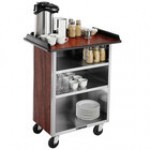 Lakeside 681B Stainless Steel Beverage Service Cart with 3 Shelves and Black Vinyl Finish - 58 3/8