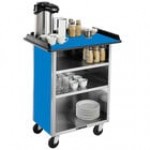 Lakeside 681B Stainless Steel Beverage Service Cart with 3 Shelves and Black Vinyl Finish - 58 3/8