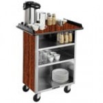 Lakeside 681B Stainless Steel Beverage Service Cart with 3 Shelves and Black Vinyl Finish - 58 3/8