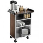 Lakeside 681B Stainless Steel Beverage Service Cart with 3 Shelves and Black Vinyl Finish - 58 3/8