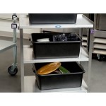 Lakeside 311A Standard-Duty Stainless Steel 3 Shelf Utility Cart with Purple Handle and Leg Bumpers - 16 1/4 Lakeside 311A Standard-Duty Stainless Steel 3 Shelf Utility Cart with Purple Handle and Leg Bumpers - 16 1/4