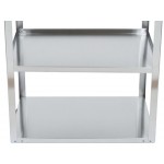 Lakeside 311A Standard-Duty Stainless Steel 3 Shelf Utility Cart with Purple Handle and Leg Bumpers - 16 1/4 Lakeside 311A Standard-Duty Stainless Steel 3 Shelf Utility Cart with Purple Handle and Leg Bumpers - 16 1/4