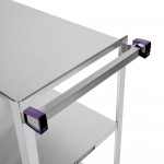 Lakeside 311A Standard-Duty Stainless Steel 3 Shelf Utility Cart with Purple Handle and Leg Bumpers - 16 1/4 Lakeside 311A Standard-Duty Stainless Steel 3 Shelf Utility Cart with Purple Handle and Leg Bumpers - 16 1/4