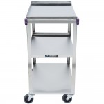 Lakeside 311A Standard-Duty Stainless Steel 3 Shelf Utility Cart with Purple Handle and Leg Bumpers - 16 1/4 Lakeside 311A Standard-Duty Stainless Steel 3 Shelf Utility Cart with Purple Handle and Leg Bumpers - 16 1/4