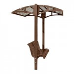 Paris Site Furnishings Shade Series 6' Chocolate Brown Surface Mounted Park Bench with Canopy and Basket Weave Perforations 85 1/2 Paris Site Furnishings Shade Series 6' Chocolate Brown Surface Mounted Park Bench with Canopy and Basket Weave Perforations 85 1/2