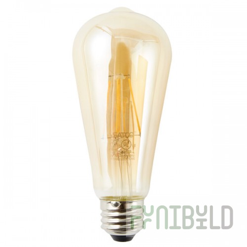 Satco S9579 6.5 Watt (60 Watt Equivalent) Transparent Amber LED Light Bulb - 120V (ST19)