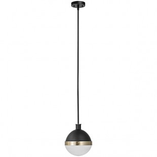 Globe Mid-Century Modern Matte Black / Brass Pendant Light - 120V, 60W