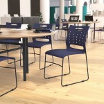 Flash Furniture Hercules Navy Diamond Ventilated Contoured Stacking Chair with Black Sled Base
