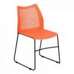 Flash Furniture Hercules Navy Diamond Ventilated Contoured Stacking Chair with Black Sled Base