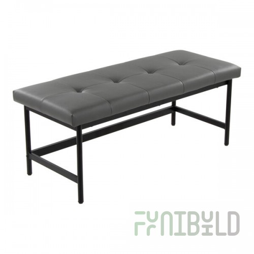 LumiSource Fuji Gray Faux Leather Bench with Black Metal Frame