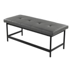 LumiSource Fuji Gray Faux Leather Bench with Black Metal Frame