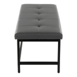 LumiSource Fuji Gray Faux Leather Bench with Black Metal Frame