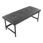 LumiSource Fuji Gray Faux Leather Bench with Black Metal Frame