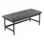 LumiSource Fuji Gray Faux Leather Bench with Black Metal Frame