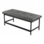 LumiSource Fuji Gray Faux Leather Bench with Black Metal Frame