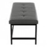 LumiSource Fuji Gray Faux Leather Bench with Black Metal Frame