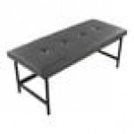 LumiSource Fuji Gray Faux Leather Bench with Black Metal Frame