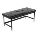 LumiSource Fuji Gray Faux Leather Bench with Black Metal Frame