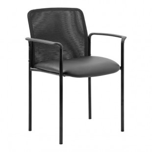Boss Black Mesh / Caressoft Vinyl Stackable Guest Chair with Arms Boss Black Mesh / Caressoft Vinyl Stackable Guest Chair with Arms