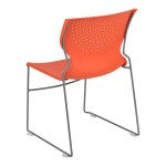 Flash Furniture Hercules Orange Full-Back Ventilated Contoured Stacking Chair with Gray Sled Base