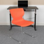 Flash Furniture Hercules Orange Full-Back Ventilated Contoured Stacking Chair with Gray Sled Base