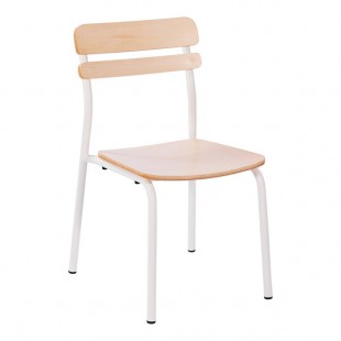Flash Furniture Cyprus White Metal Dining Chair with Antique White Wooden Back and Seat
