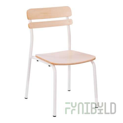 Flash Furniture Cyprus White Metal Dining Chair with Antique White Wooden Back and Seat