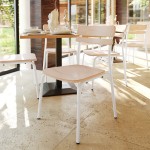 Flash Furniture Cyprus White Metal Dining Chair with Antique White Wooden Back and Seat Flash Furniture Cyprus White Metal Dining Chair with Antique White Wooden Back and Seat