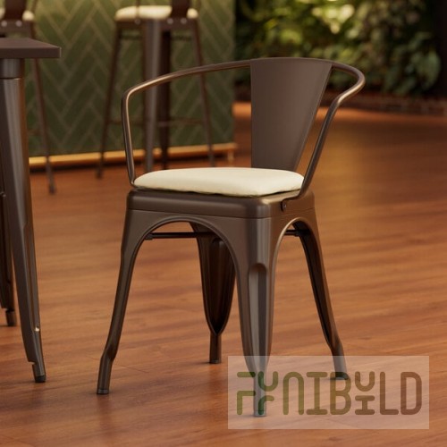 Lancaster Table & Seating Alloy Copper Indoor Arm Chair with White Vinyl Cushion