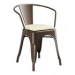 Lancaster Table & Seating Alloy Copper Indoor Arm Chair with White Vinyl Cushion Lancaster Table & Seating Alloy Copper Indoor Arm Chair with White Vinyl Cushion