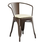 Lancaster Table & Seating Alloy Copper Indoor Arm Chair with White Vinyl Cushion Lancaster Table & Seating Alloy Copper Indoor Arm Chair with White Vinyl Cushion