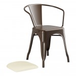 Lancaster Table & Seating Alloy Copper Indoor Arm Chair with White Vinyl Cushion Lancaster Table & Seating Alloy Copper Indoor Arm Chair with White Vinyl Cushion