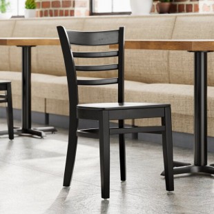 Lancaster Table & Seating Black Finish Wood Ladder Back Chair with Black Wood Seat - Detached Seat Lancaster Table & Seating Black Finish Wood Ladder Back Chair with Black Wood Seat - Detached Seat