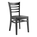 Lancaster Table & Seating Black Finish Wood Ladder Back Chair with Black Wood Seat - Detached Seat