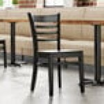 Lancaster Table & Seating Black Finish Wood Ladder Back Chair with Black Wood Seat - Detached Seat