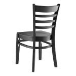 Lancaster Table & Seating Black Finish Wood Ladder Back Chair with Black Wood Seat - Detached Seat
