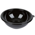 Fineline 5080-BK Super Bowl Black 80 oz. PET Plastic Bowl - 5/Pack