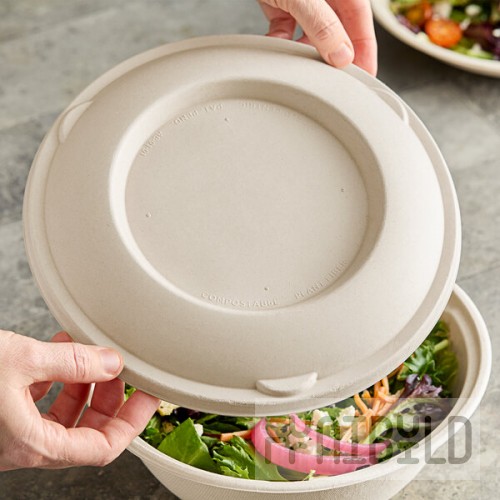 World Centric Compostable Fiber Lid for 36-64 oz. Fiber Take-Out Bowls - 300/Case