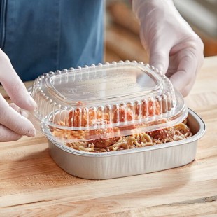 Durable Packaging 9331-SL-100 Smoothwall Silver Small Entree / Take-Out Pan with Dome Lid 23.3 oz. - 100/Case Durable Packaging 9331-SL-100 Smoothwall Silver Small Entree / Take-Out Pan with Dome Lid 23.3 oz. - 100/Case